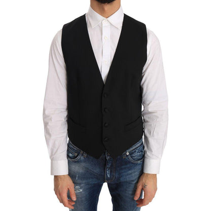 Dolce & Gabbana Black Wool Silk Vest