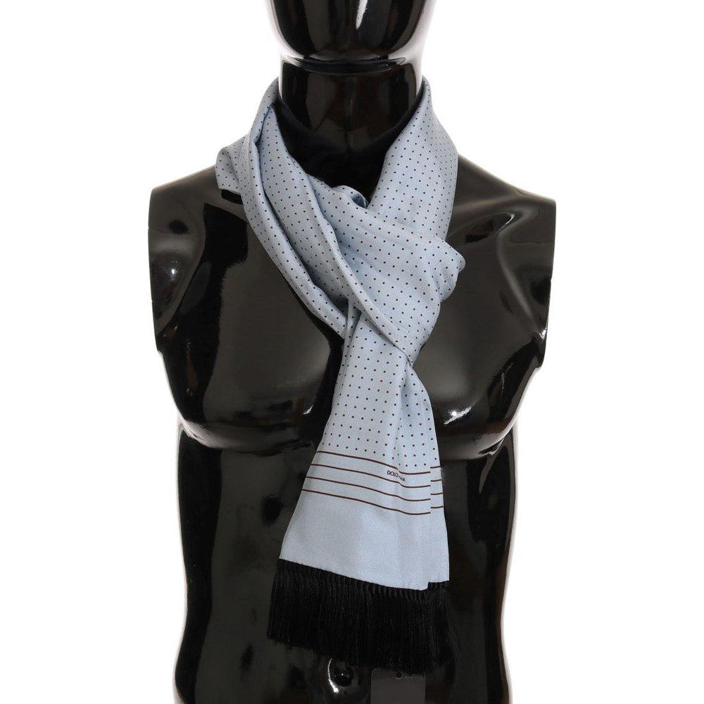 Dolce & Gabbana Blue Silk Polka Dot Scarf MS2252