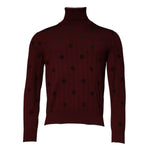 Dolce & Gabbana Maroon Monogram Turtleneck Pullover Sweater