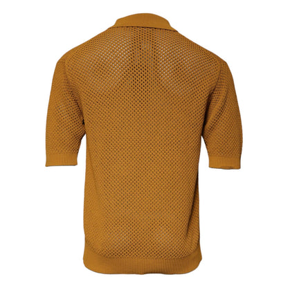 Dolce & Gabbana Brown Perforated Collared Short Sleeves T-shirt