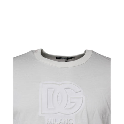 Dolce & Gabbana White DG Logo Cotton Crew Neck T-shirt