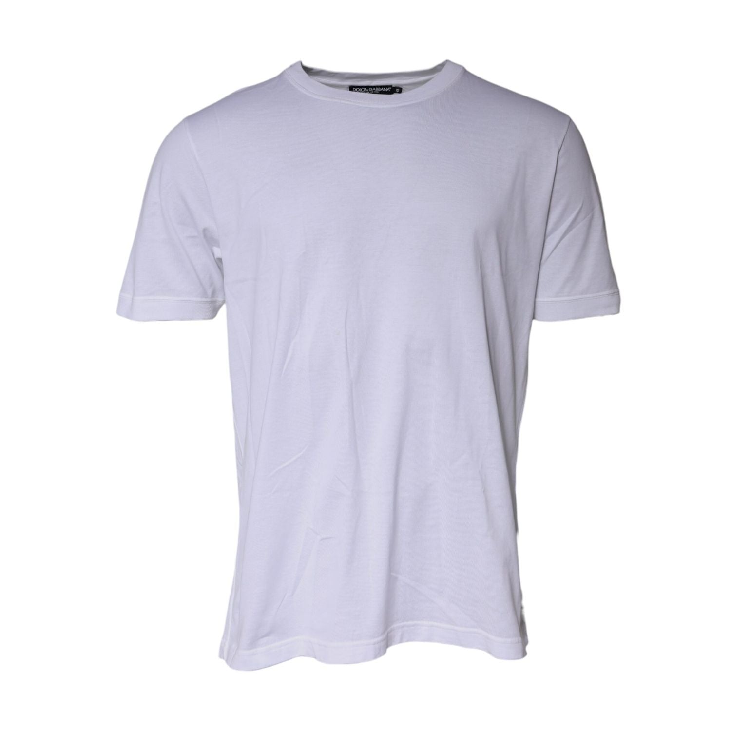 Dolce & Gabbana White Cotton Crew Neck Short Sleeves T-shirt