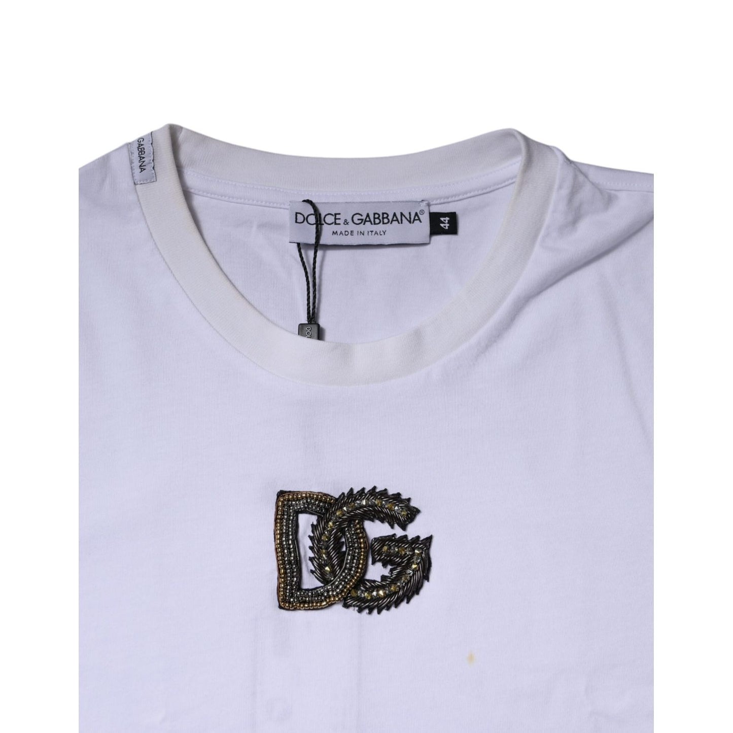 Dolce & Gabbana White DG Logo Cotton Crew Neck T-shirt