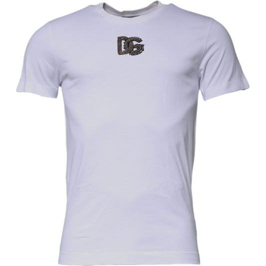Dolce & Gabbana White DG Logo Cotton Crew Neck T-shirt