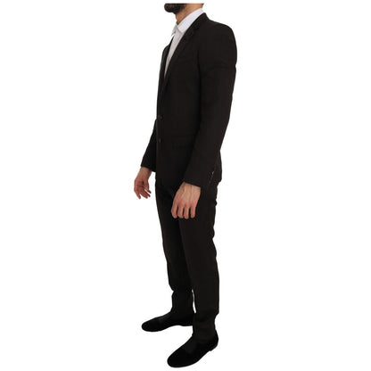Dolce & Gabbana Brown Wool Crystal Bee Slim Fit MARTINI Suit