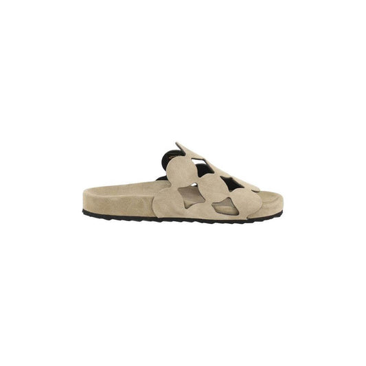 Pierre Hardy Bulles Sandals with suede and Bubble pattern, featuring a round toe and wide strap for comfort and style.