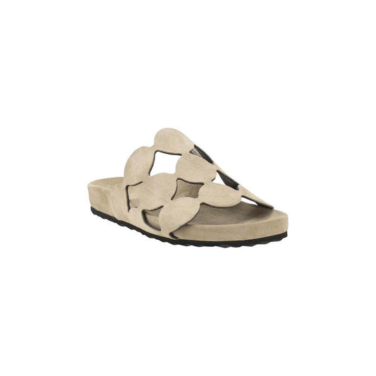 Pierre Hardy Bulles Sandals with suede round toe, pop "Bubble" pattern strap, luxurious insole, and stable outsole in beige.