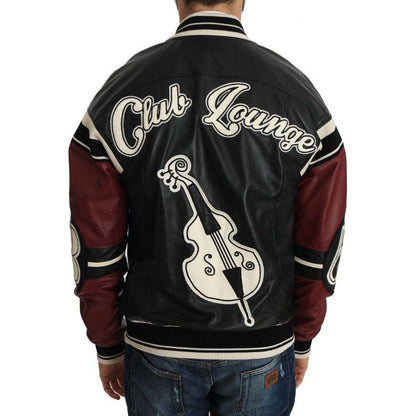 Dolce & Gabbana Leather Club Lounge Black Red Jacket MAN COATS & JACKETS