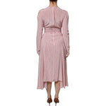 Ermanno Scervino Pink Stripes Silk Long Sleeves Midi Dress DR281400-42