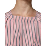 Ermanno Scervino Pink Stripes Silk Long Sleeves Midi Dress DR281400-42