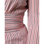 Ermanno Scervino Pink Stripes Silk Long Sleeves Midi Dress DR281400-42