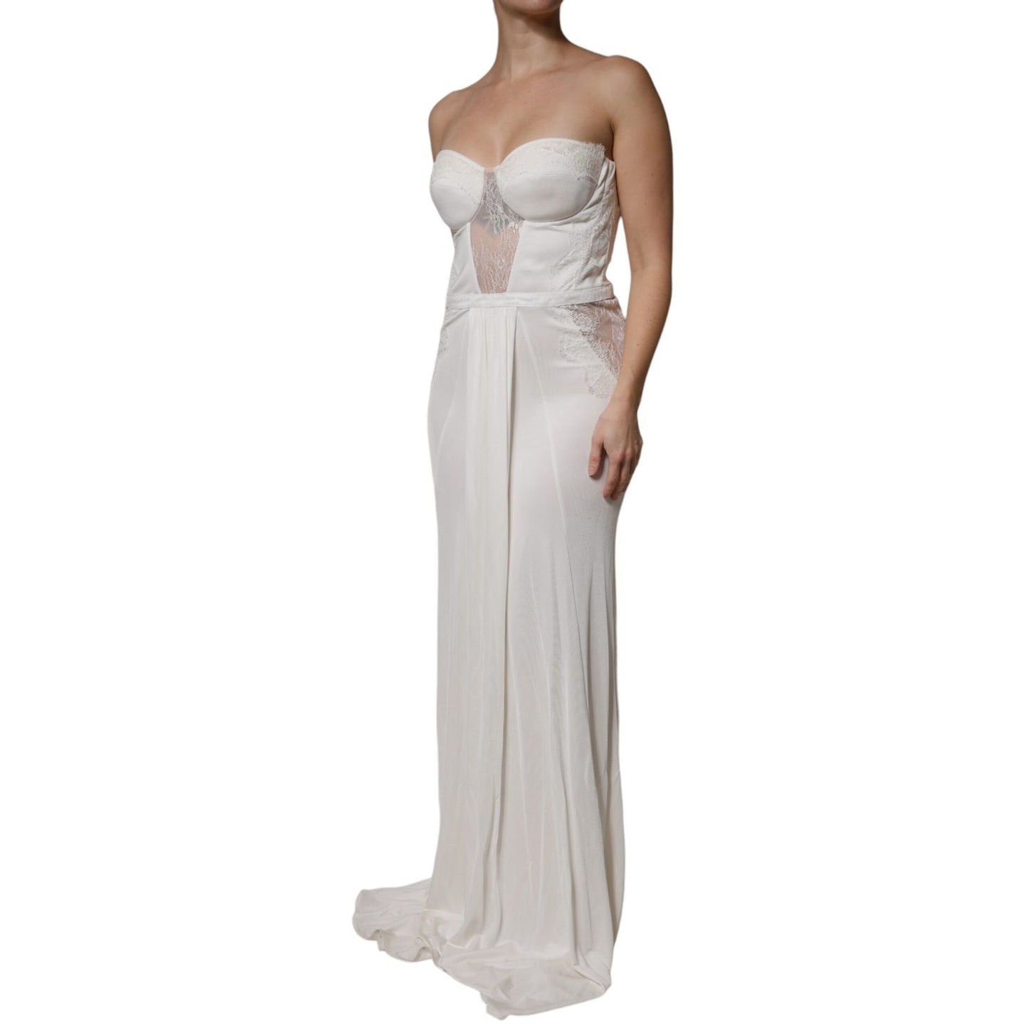 Elisabetta Franchi White Strapless Bustier Mermaid Gown Dress