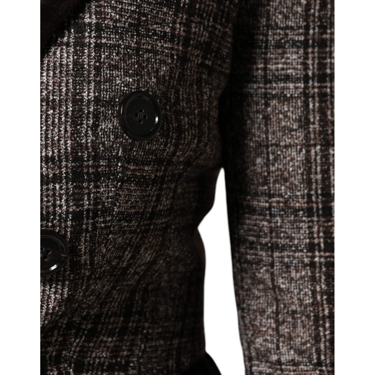 Dolce & Gabbana Brown Plaid Long Sleeve Cropped Coat Jacket