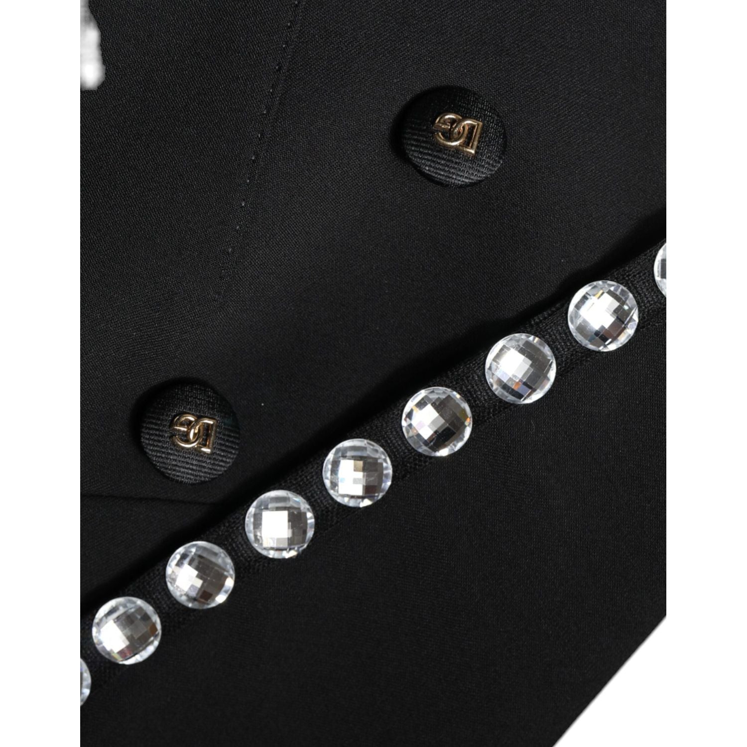 Dolce & Gabbana Black Crystal Double Breasted Blazer Jacket