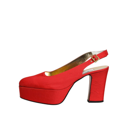 Dolce & Gabbana Red Platform Slingback Heels Sandals Shoes