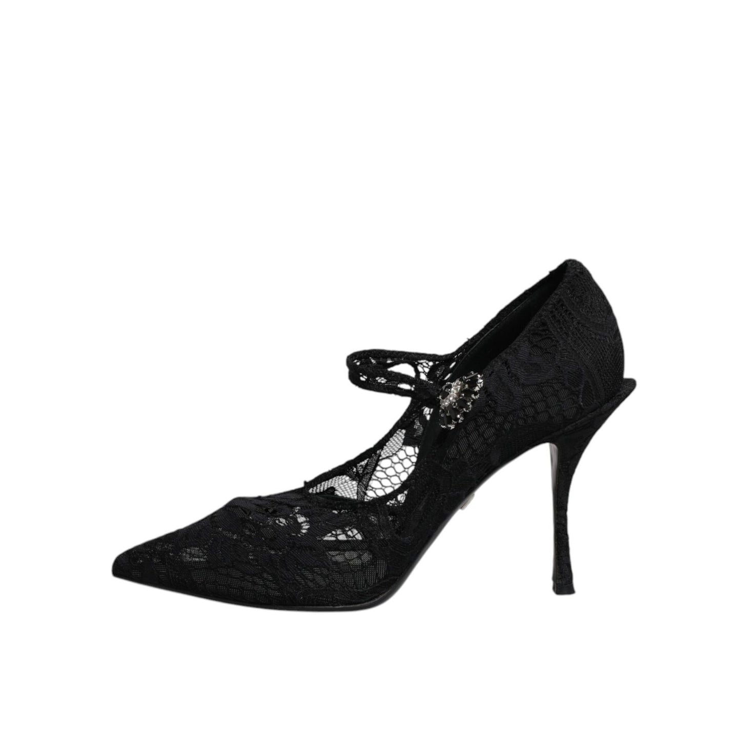 Dolce & Gabbana Black Lace Crystals Mary Jane Pumps Shoes