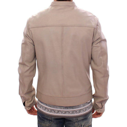 Dolce & Gabbana Beige Leather Jacket Biker Coat Coats & Jackets