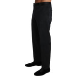 Dolce & Gabbana Black Cotton Brocade Formal Trousers Pants BYX1252-1