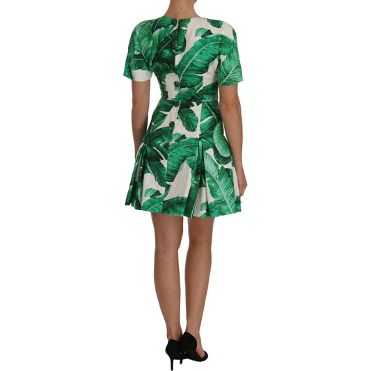 Dolce & Gabbana A-Line Banana Leaf Pineapple Crystal Dress DR1429-1