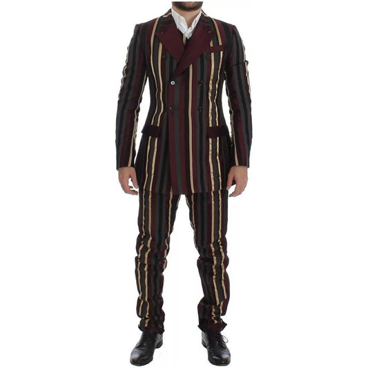 Dolce & Gabbana Multicolor Striped Runway 3 Piece Slim Fit Vest Suit SIG12399-48