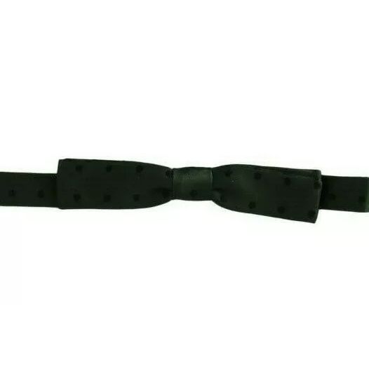 Dolce & Gabbana Green Dotted Silk Adjustable Neck Bow Tie