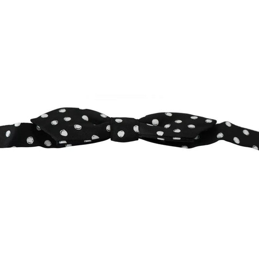Dolce & Gabbana Black Polka Dots Adjustable Neck Bow Tie FT2040