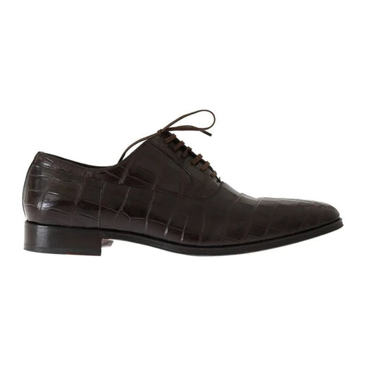 Dolce & Gabbana Brown Patterned Leather Dress Formal Shoes MV1723-44