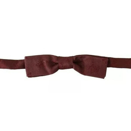Dolce & Gabbana Bordeaux Silk Floral Faille Adjustable Bow Tie FT1020