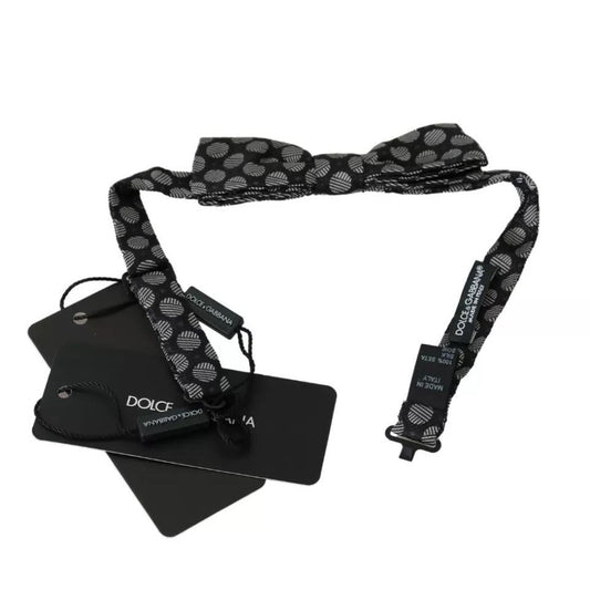 Dolce & Gabbana Black Silk Circles Men Necktie Bow Tie FT3000
