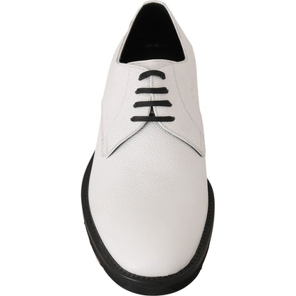 Dolce & Gabbana White Leather Derby Dress Formal Shoes