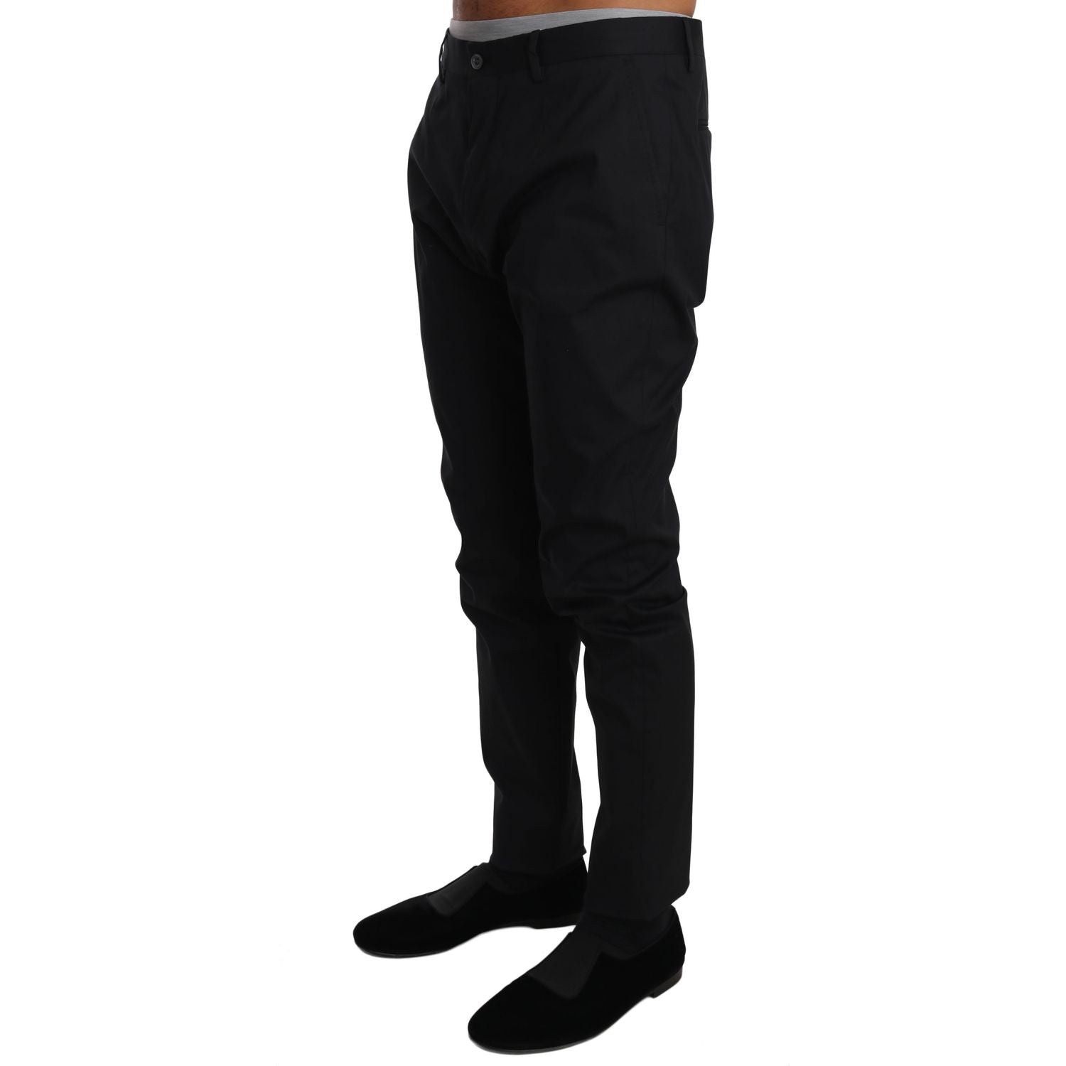 Dolce & Gabbana Black Cotton Stretch Formal Trousers Pants