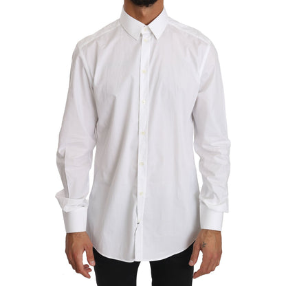 Dolce & Gabbana White Cotton GOLD Dress Shirt MAN SHIRTS