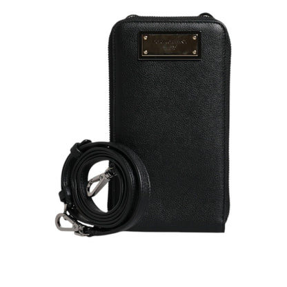 Dolce & Gabbana Black Leather Purse Crossbody Sling Phone Bag
