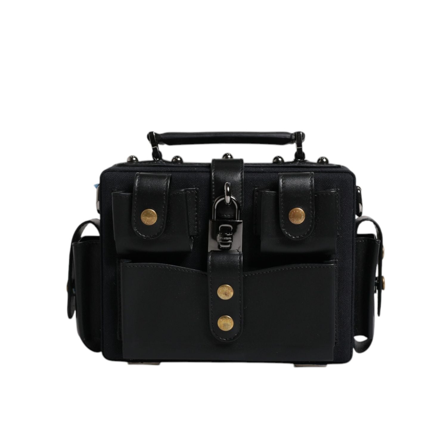 Front view with bag zipped and handles upright.
