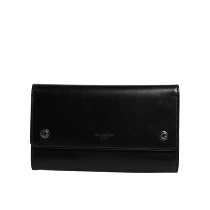 Dolce & Gabbana Black Leather Logo Embossed Crossbody Bag