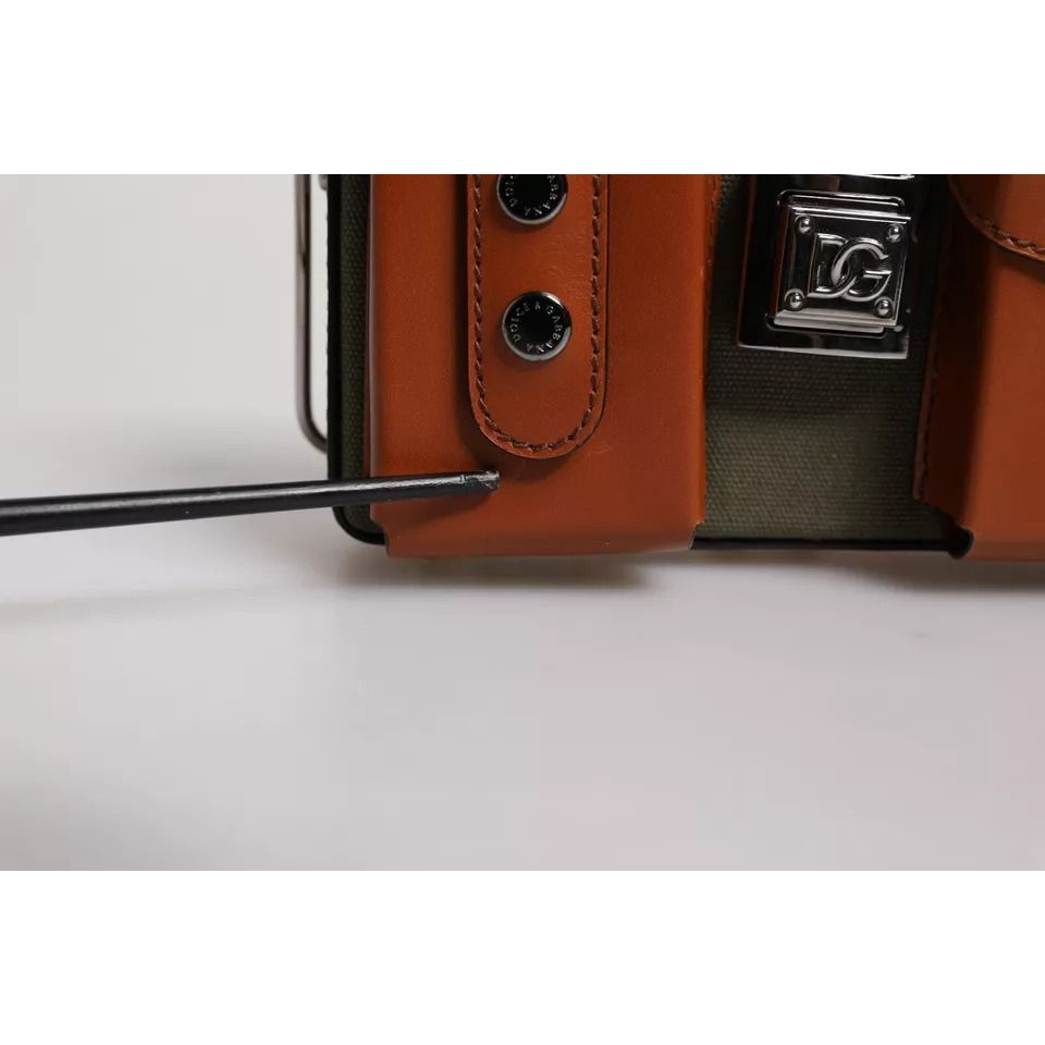 Dolce & Gabbana Green Brown Leather Clutch Purse Bag