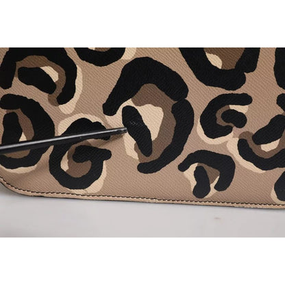 Dolce & Gabbana Beige DG Leopard Pattern Leather Crossbody Bag