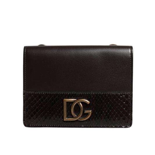 Dolce & Gabbana Brown Leather Bifold DG Logo Cardholder Sling Strap Wallet BAG4194