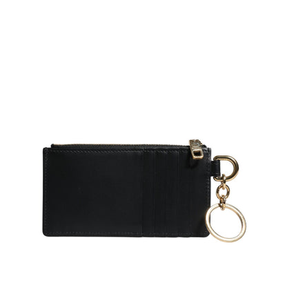 Dolce & Gabbana Black Calfskin Leather DG Logo Card Holder Wallet