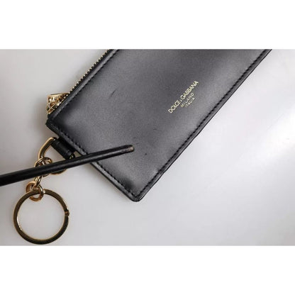 Dolce & Gabbana Black Calfskin Leather DG Logo Card Holder Wallet