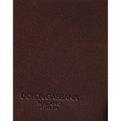 Dolce & Gabbana Brown Leather Zip Logo Keyring Coin Purse Keyring Wallet