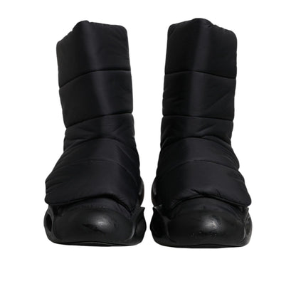 Dolce & Gabbana Black Slip On Wave Quilted Sneakers Shoes