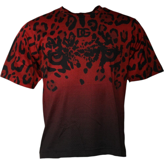 Dolce & Gabbana Red Leopard Cotton Short Sleeves T-shirt TSH86744-46