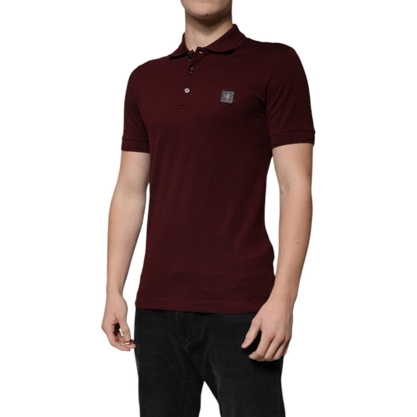 Dolce & Gabbana Maroon Collared Short Sleeves Polo T-shirt TSH86858-44