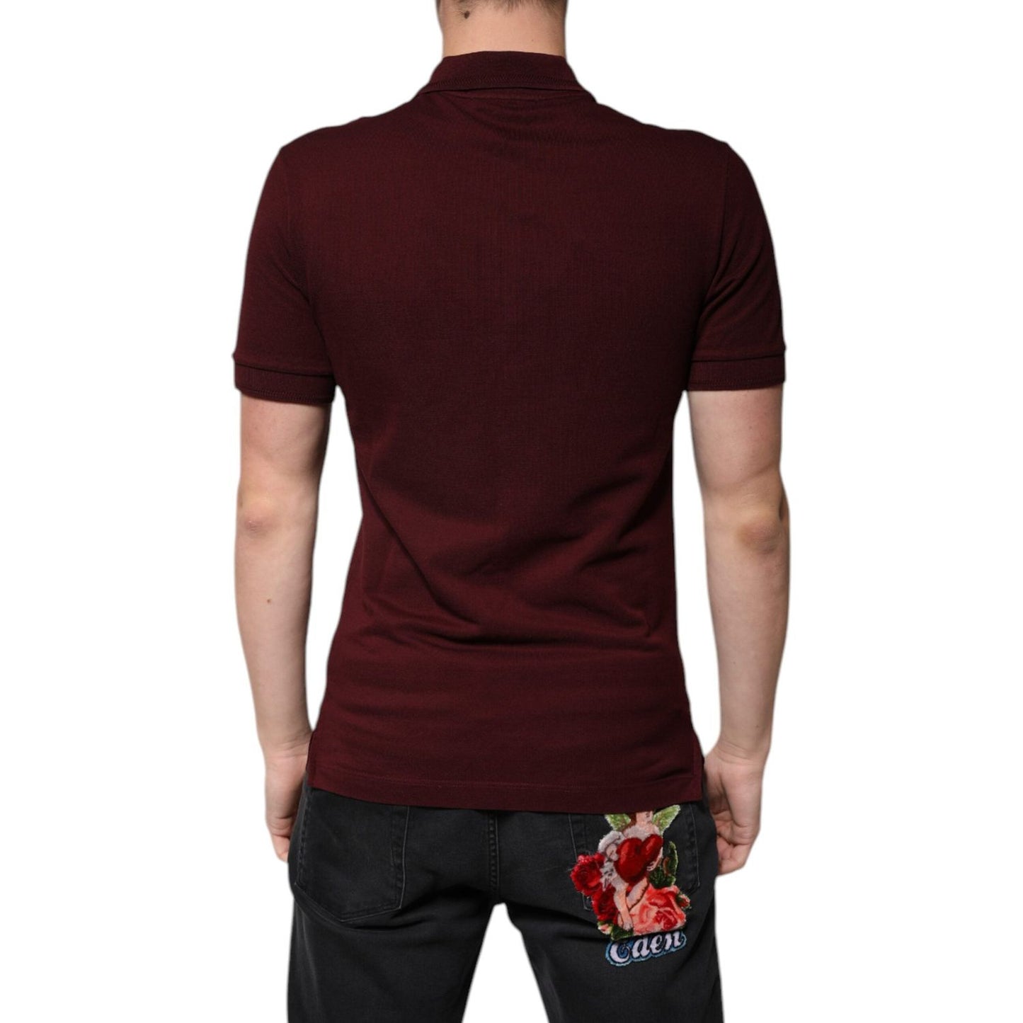 Dolce & Gabbana Maroon Collared Short Sleeves Polo T-shirt TSH86858-44