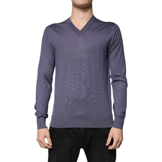 Dolce & Gabbana Gray Cashmere V-neck Men Pullover Sweater TSH86936-48