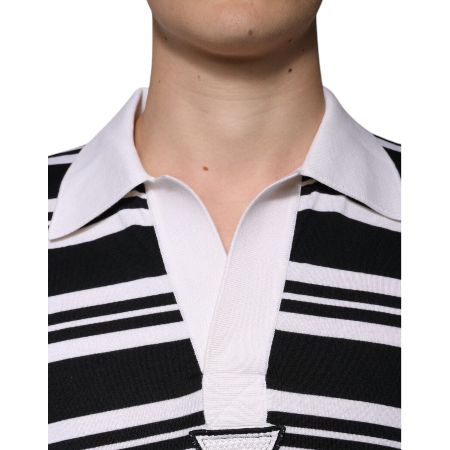 Dolce & Gabbana Black White Stripes Collared Polo T-shirt