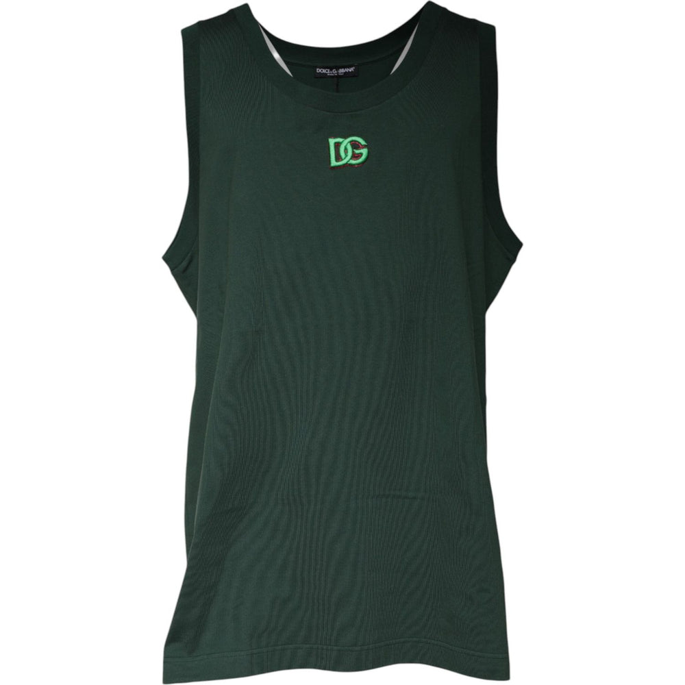 Dolce & Gabbana Green DG Sleeveless Round Neck Tank T-shirt TSH87452-52