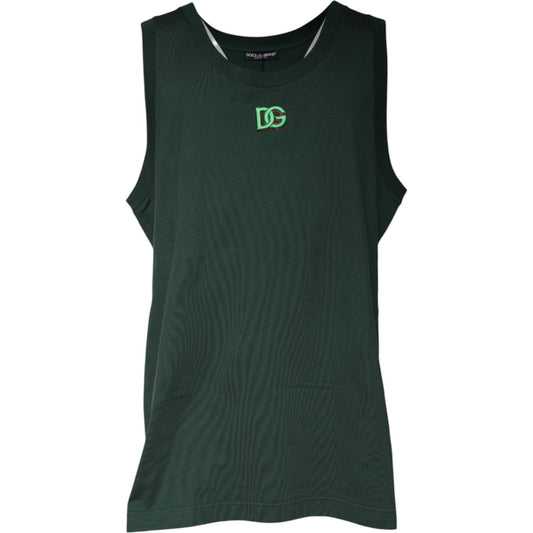 Dolce & Gabbana Green DG Sleeveless Round Neck Tank T-shirt TSH87452-52