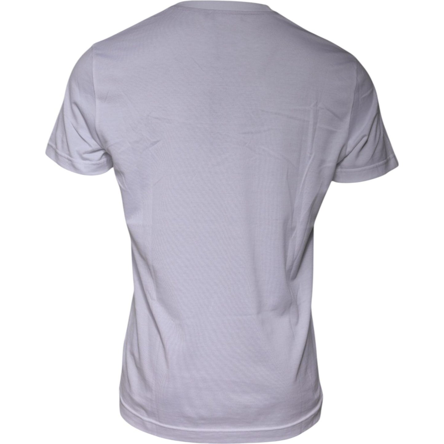 Dolce & Gabbana White Logo Print Cotton Crew Neck T-shirt